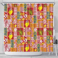 Niue Monuina e Kilisimasi Shower Curtain Pacific Patchwork Xmas Vibes - Polynesian Pride