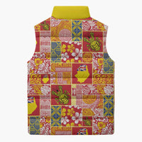 Niue Monuina e Kilisimasi Sleeveless Puffer Jacket Pacific Patchwork Xmas Vibes - Polynesian Pride