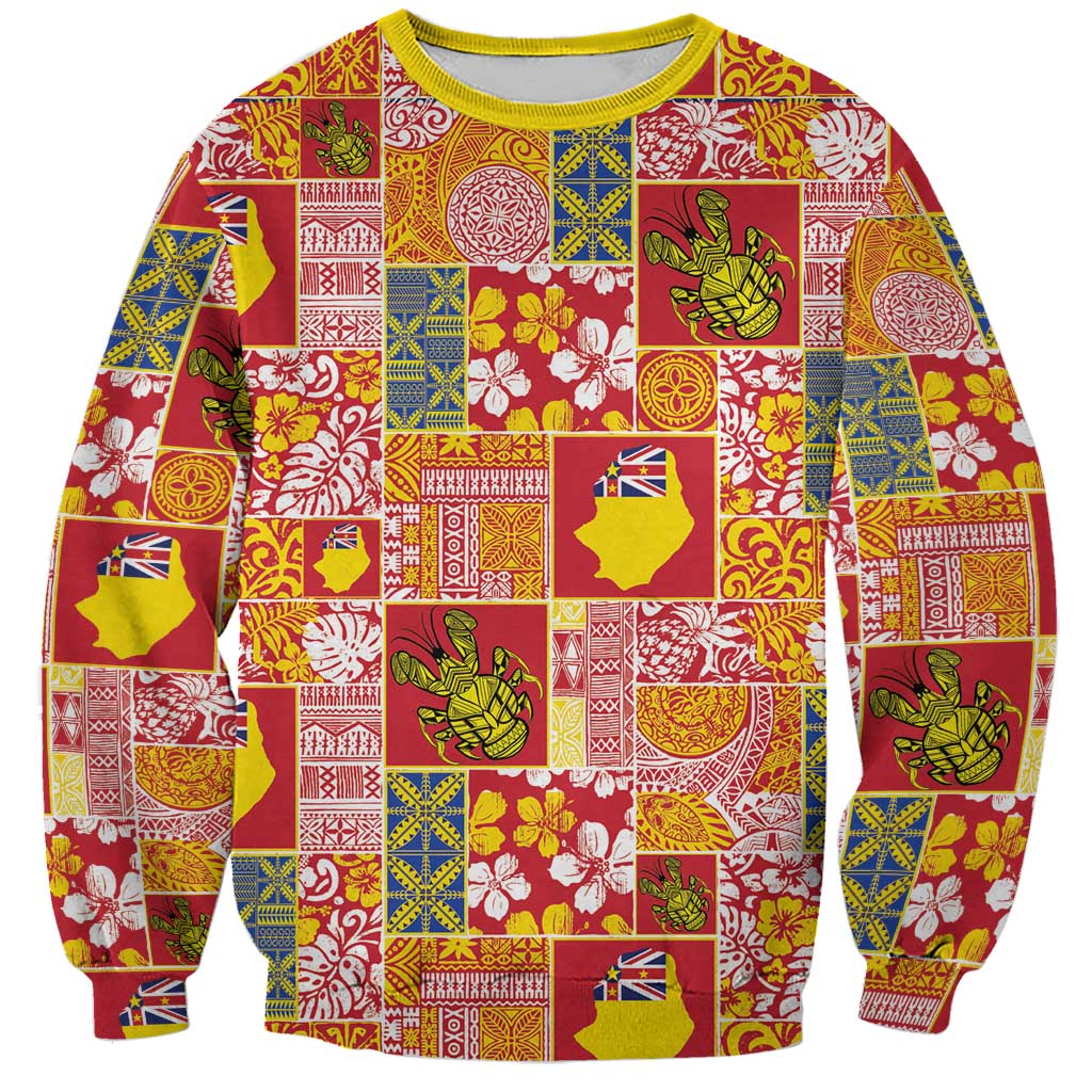 Niue Monuina e Kilisimasi Sweatshirt Pacific Patchwork Xmas Vibes - Polynesian Pride