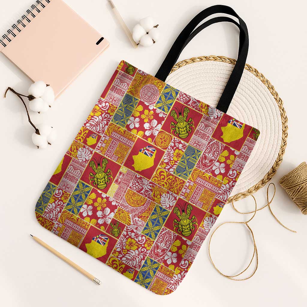 Niue Monuina e Kilisimasi Tote Bag Pacific Patchwork Xmas Vibes - Polynesian Pride