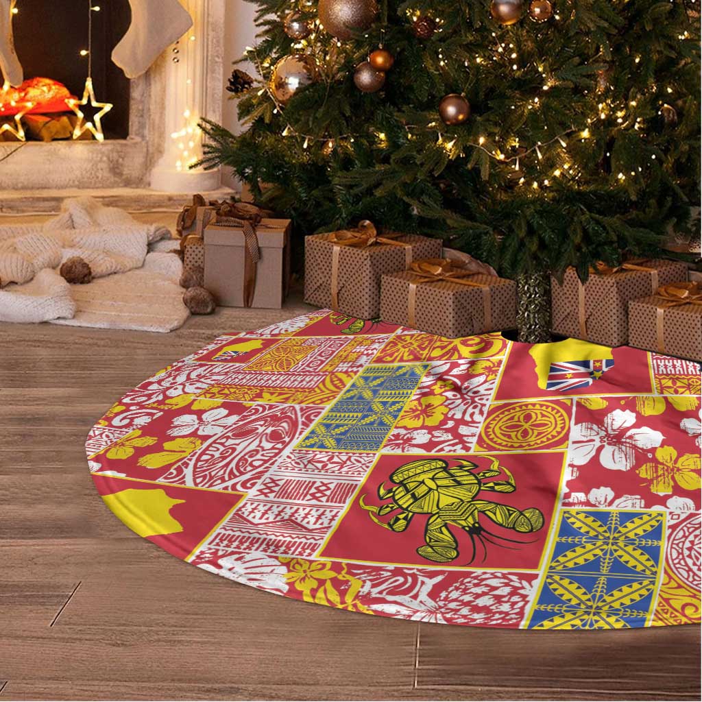 Niue Monuina e Kilisimasi Tree Skirt Pacific Patchwork Xmas Vibes - Polynesian Pride