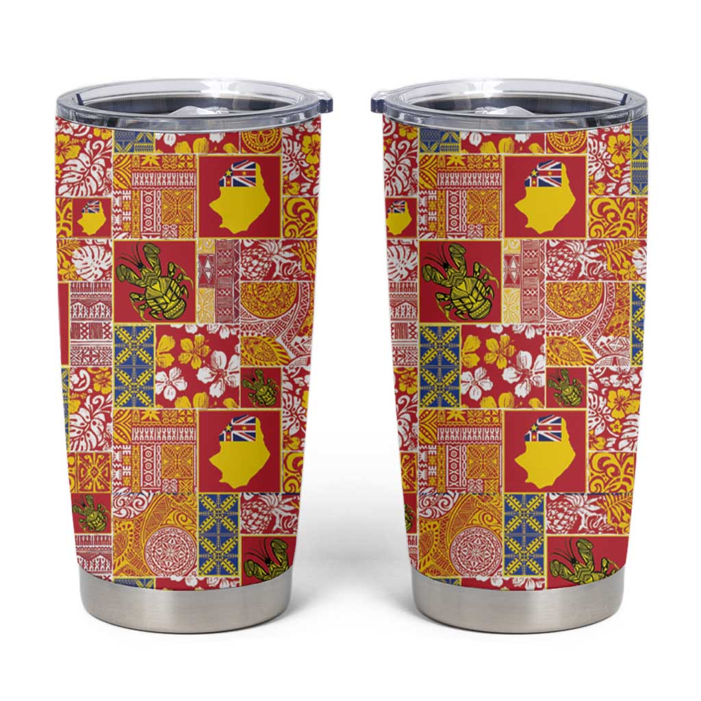 Niue Monuina e Kilisimasi Tumbler Cup Pacific Patchwork Xmas Vibes - Polynesian Pride