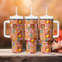 Niue Monuina e Kilisimasi Tumbler With Handle Pacific Patchwork Xmas Vibes - Polynesian Pride