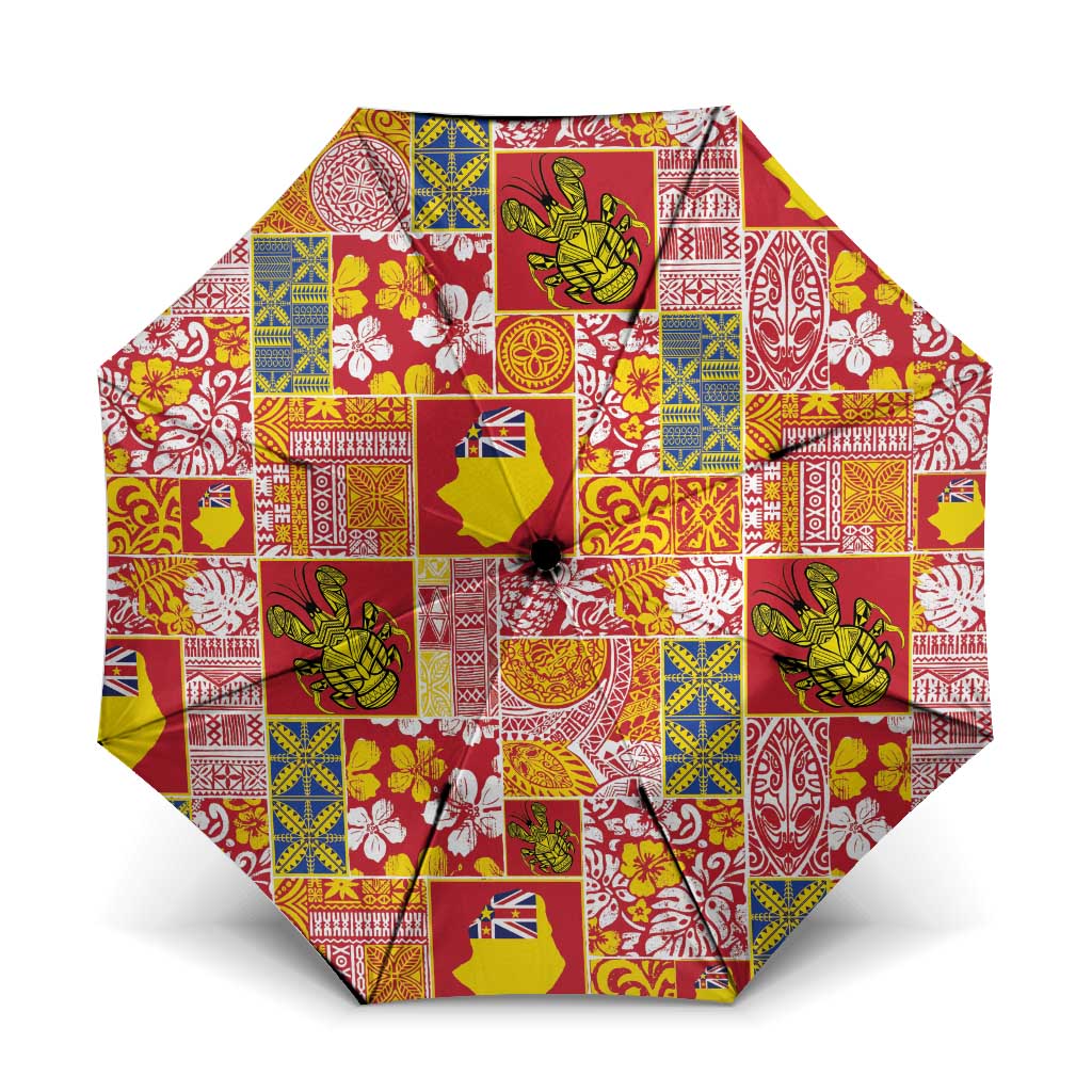 Niue Monuina e Kilisimasi Umbrella Pacific Patchwork Xmas Vibes - Polynesian Pride