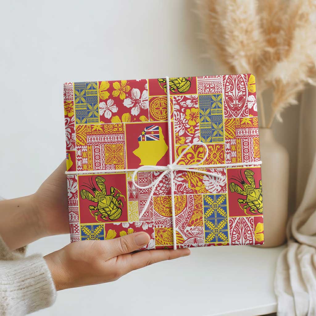 Niue Monuina e Kilisimasi Wrapping Paper Pacific Patchwork Xmas Vibes - Polynesian Pride
