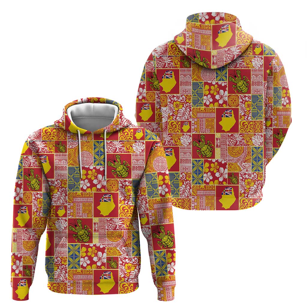 Niue Monuina e Kilisimasi Zip Hoodie Pacific Patchwork Xmas Vibes - Polynesian Pride