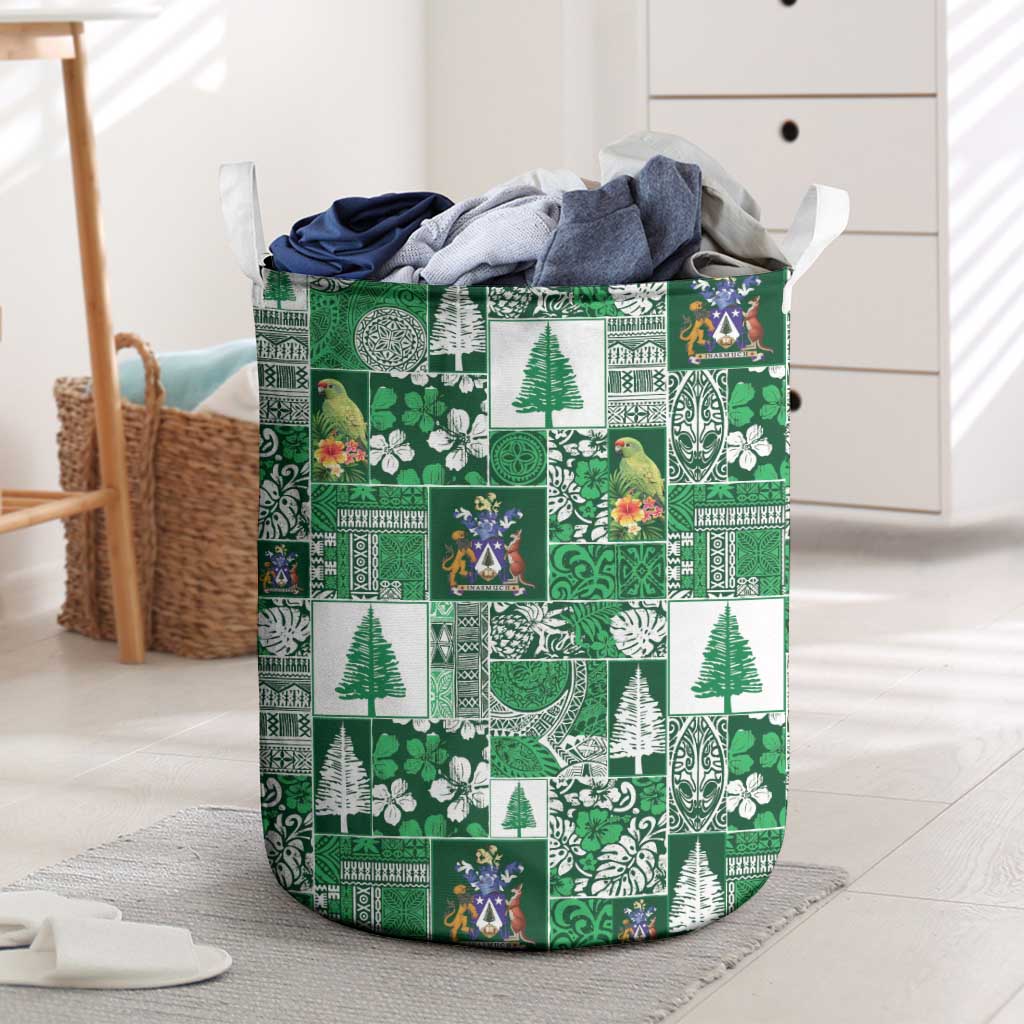 Norfolk Island Meri Krismas Laundry Basket Pacific Patchwork Xmas Vibes - Polynesian Pride