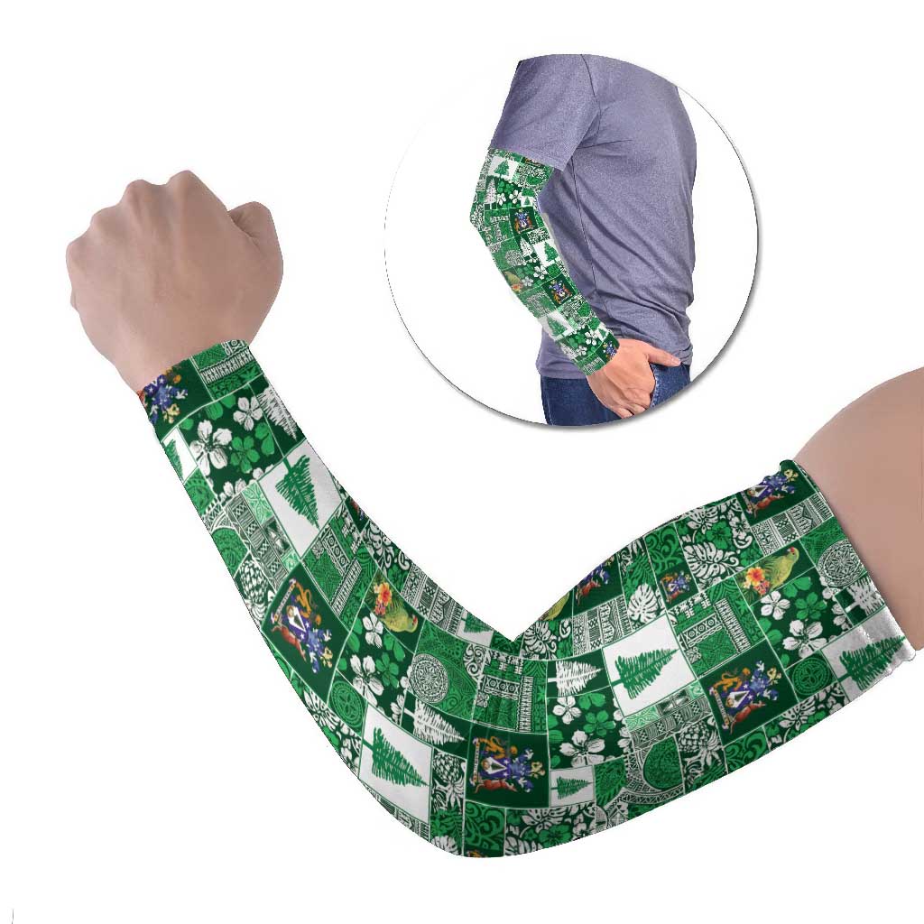 Norfolk Island Meri Krismas Arm Sleeves Pacific Patchwork Xmas Vibes - Polynesian Pride