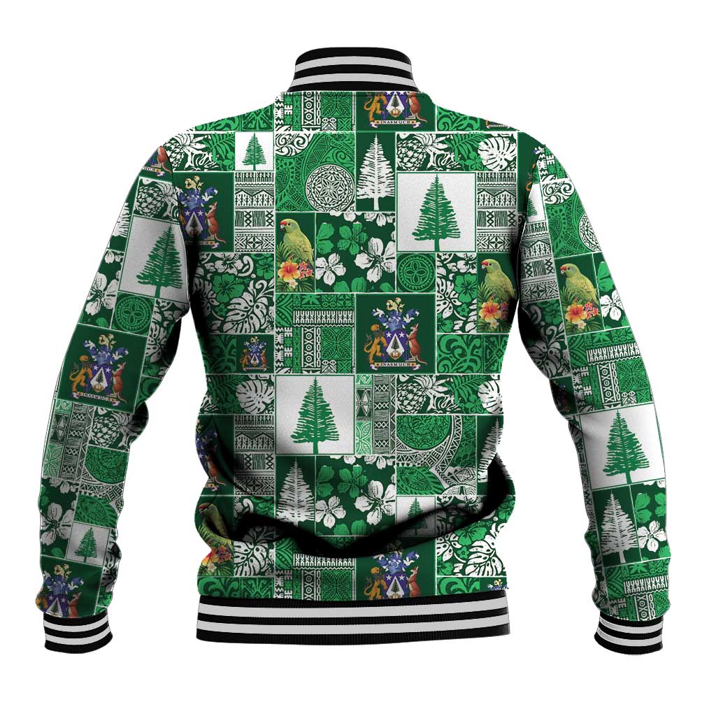 Norfolk Island Meri Krismas Baseball Jacket Pacific Patchwork Xmas Vibes - Polynesian Pride