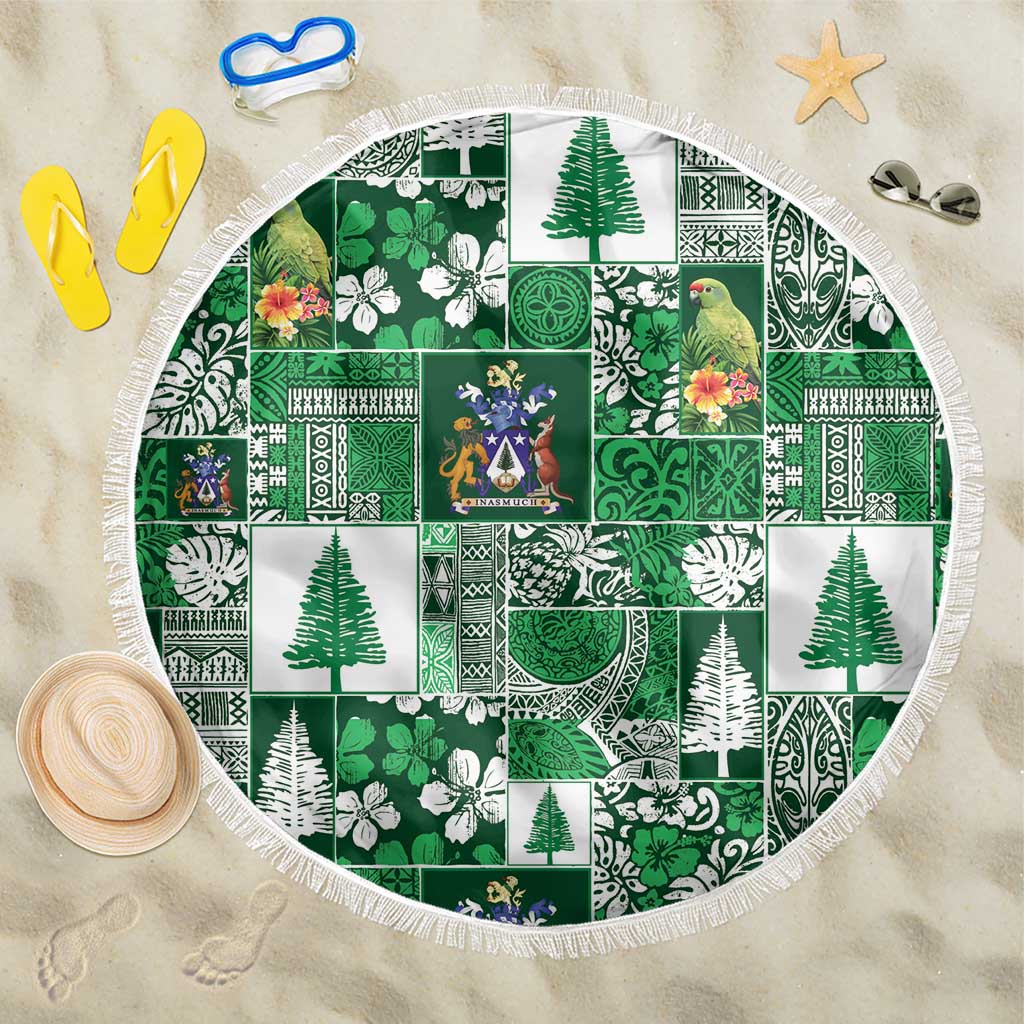 Norfolk Island Meri Krismas Beach Blanket Pacific Patchwork Xmas Vibes - Polynesian Pride