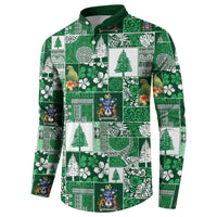 Norfolk Island Meri Krismas Button Sweatshirt Pacific Patchwork Xmas Vibes - Polynesian Pride