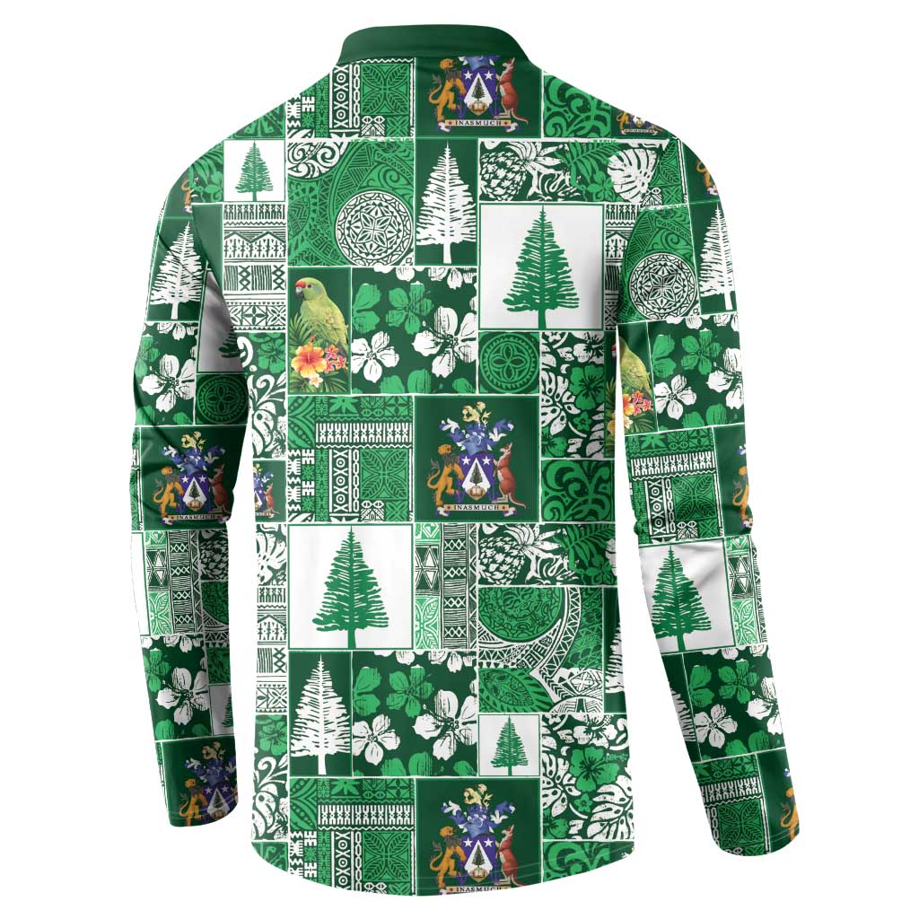 Norfolk Island Meri Krismas Button Sweatshirt Pacific Patchwork Xmas Vibes - Polynesian Pride