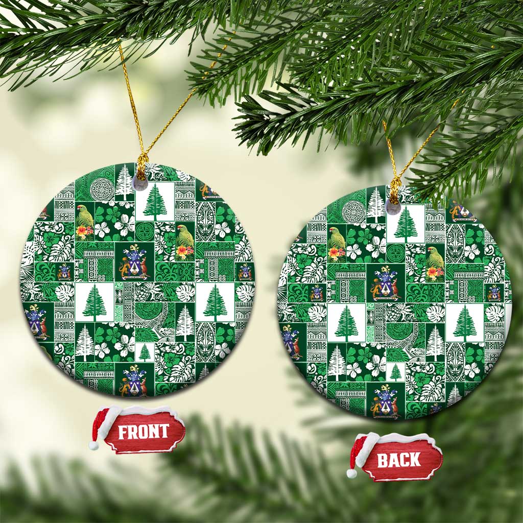 Norfolk Island Meri Krismas Ceramic Ornament Pacific Patchwork Xmas Vibes - Polynesian Pride