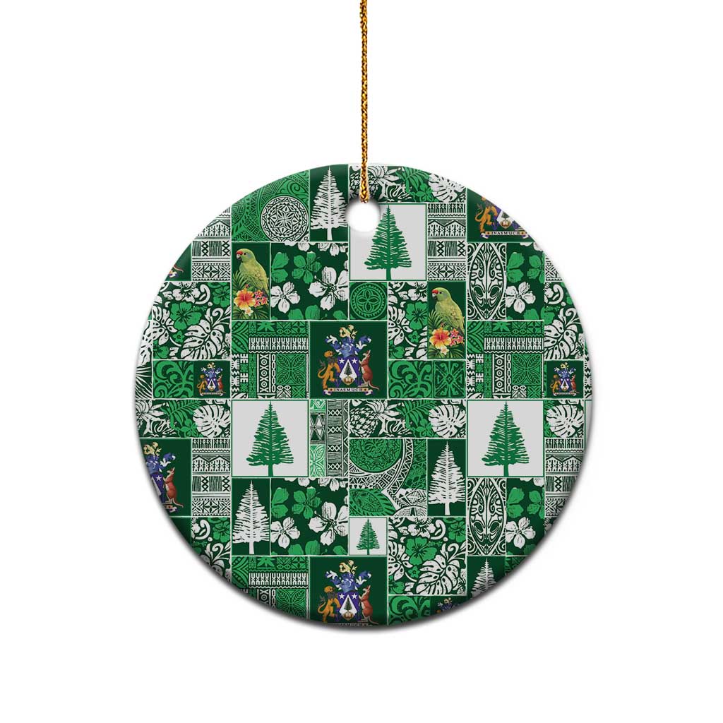 Norfolk Island Meri Krismas Ceramic Ornament Pacific Patchwork Xmas Vibes - Polynesian Pride