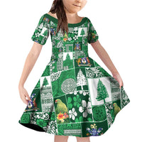 Norfolk Island Meri Krismas Family Matching Off Shoulder Short Dress and Hawaiian Shirt Pacific Patchwork Xmas Vibes - Polynesian Pride