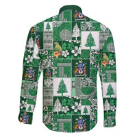 Norfolk Island Meri Krismas Family Matching Off Shoulder Short Dress and Hawaiian Shirt Pacific Patchwork Xmas Vibes - Polynesian Pride