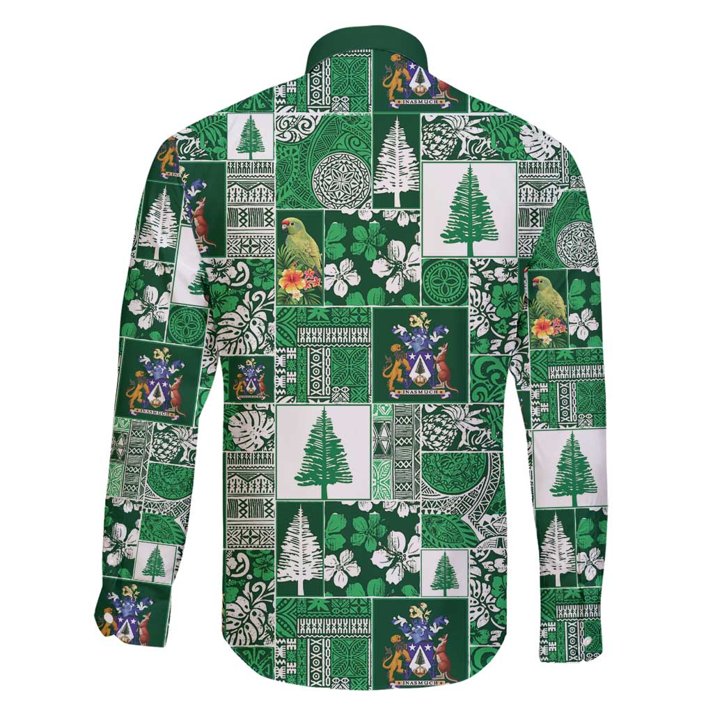 Norfolk Island Meri Krismas Family Matching Short Sleeve Bodycon Dress and Hawaiian Shirt Pacific Patchwork Xmas Vibes - Polynesian Pride