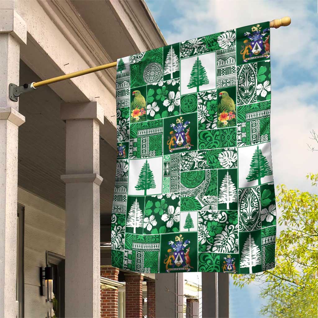 Norfolk Island Meri Krismas Garden Flag Pacific Patchwork Xmas Vibes - Polynesian Pride