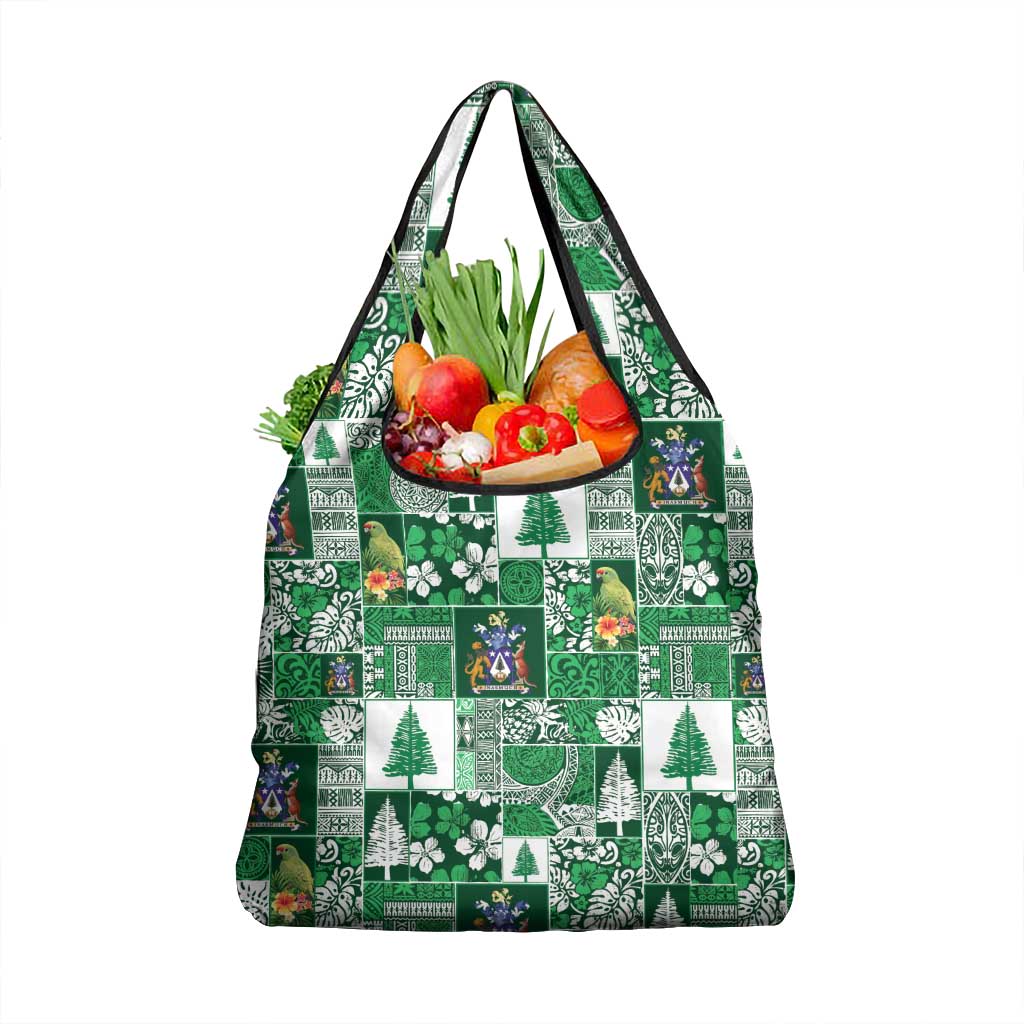 Norfolk Island Meri Krismas Grocery Bag Pacific Patchwork Xmas Vibes - Polynesian Pride