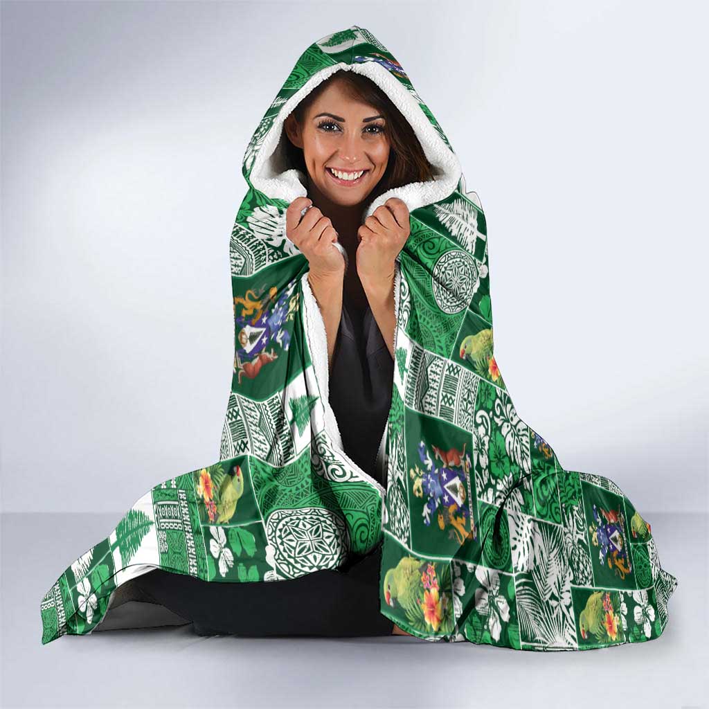 Norfolk Island Meri Krismas Hooded Blanket Pacific Patchwork Xmas Vibes - Polynesian Pride