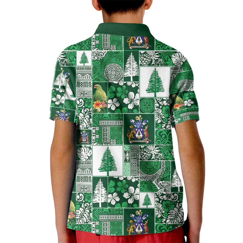 Norfolk Island Meri Krismas Kid Polo Shirt Pacific Patchwork Xmas Vibes - Polynesian Pride