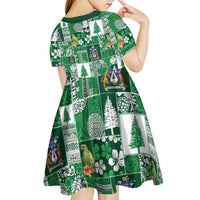 Norfolk Island Meri Krismas Kid Short Sleeve Dress Pacific Patchwork Xmas Vibes - Polynesian Pride
