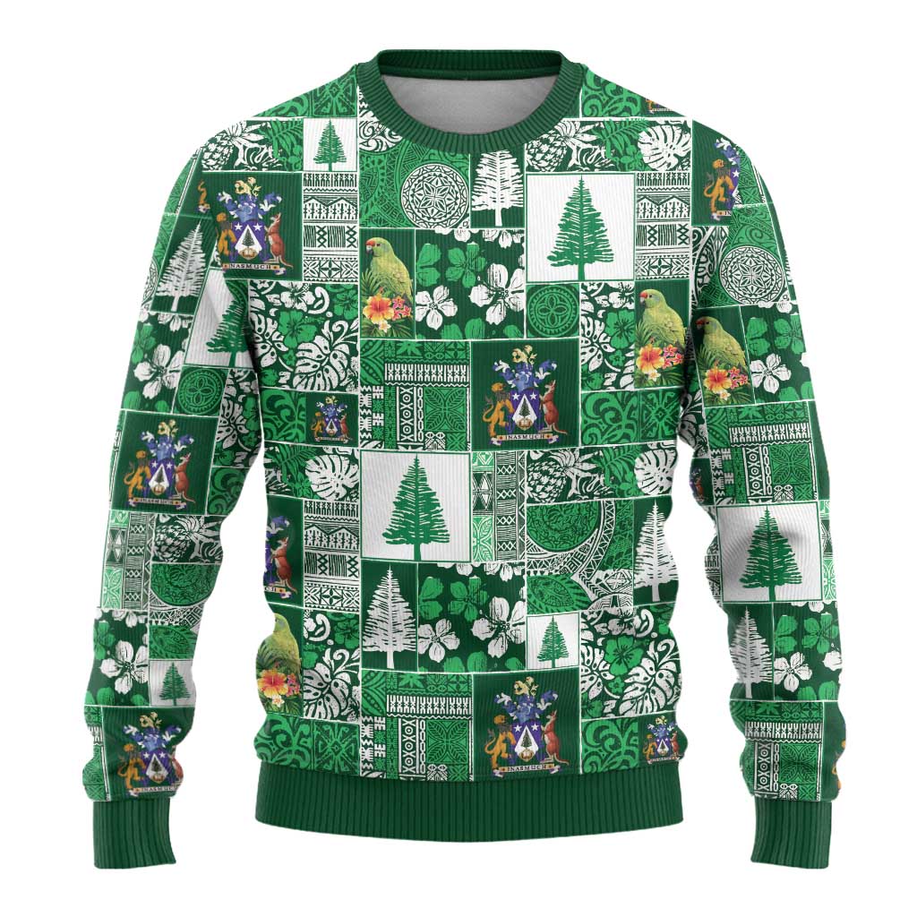 Norfolk Island Meri Krismas Ugly Christmas Sweater Pacific Patchwork Xmas Vibes - Polynesian Pride