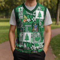 Norfolk Island Meri Krismas Christmas Knitted V-Neck Vest Pacific Patchwork Xmas Vibes - Polynesian Pride