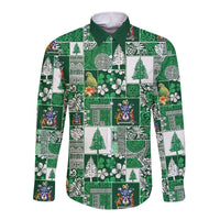 Norfolk Island Meri Krismas Long Sleeve Button Shirt Pacific Patchwork Xmas Vibes - Polynesian Pride