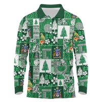 Norfolk Island Meri Krismas Long Sleeve Polo Shirt Pacific Patchwork Xmas Vibes - Polynesian Pride
