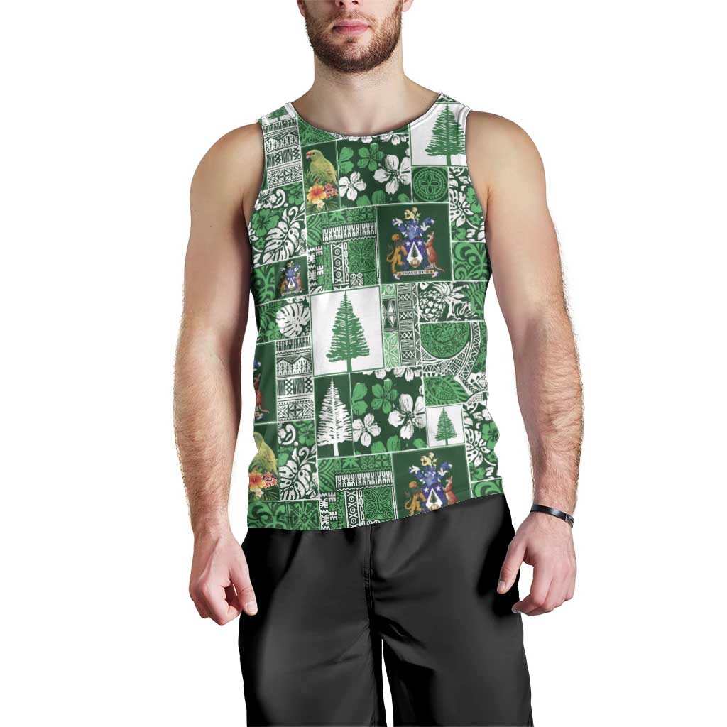 Norfolk Island Meri Krismas Men Tank Top Pacific Patchwork Xmas Vibes - Polynesian Pride