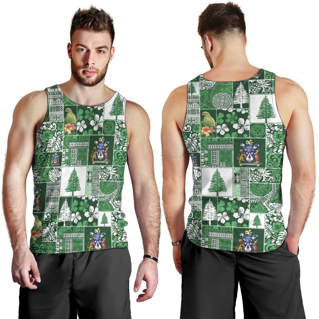 Norfolk Island Meri Krismas Men Tank Top Pacific Patchwork Xmas Vibes - Polynesian Pride