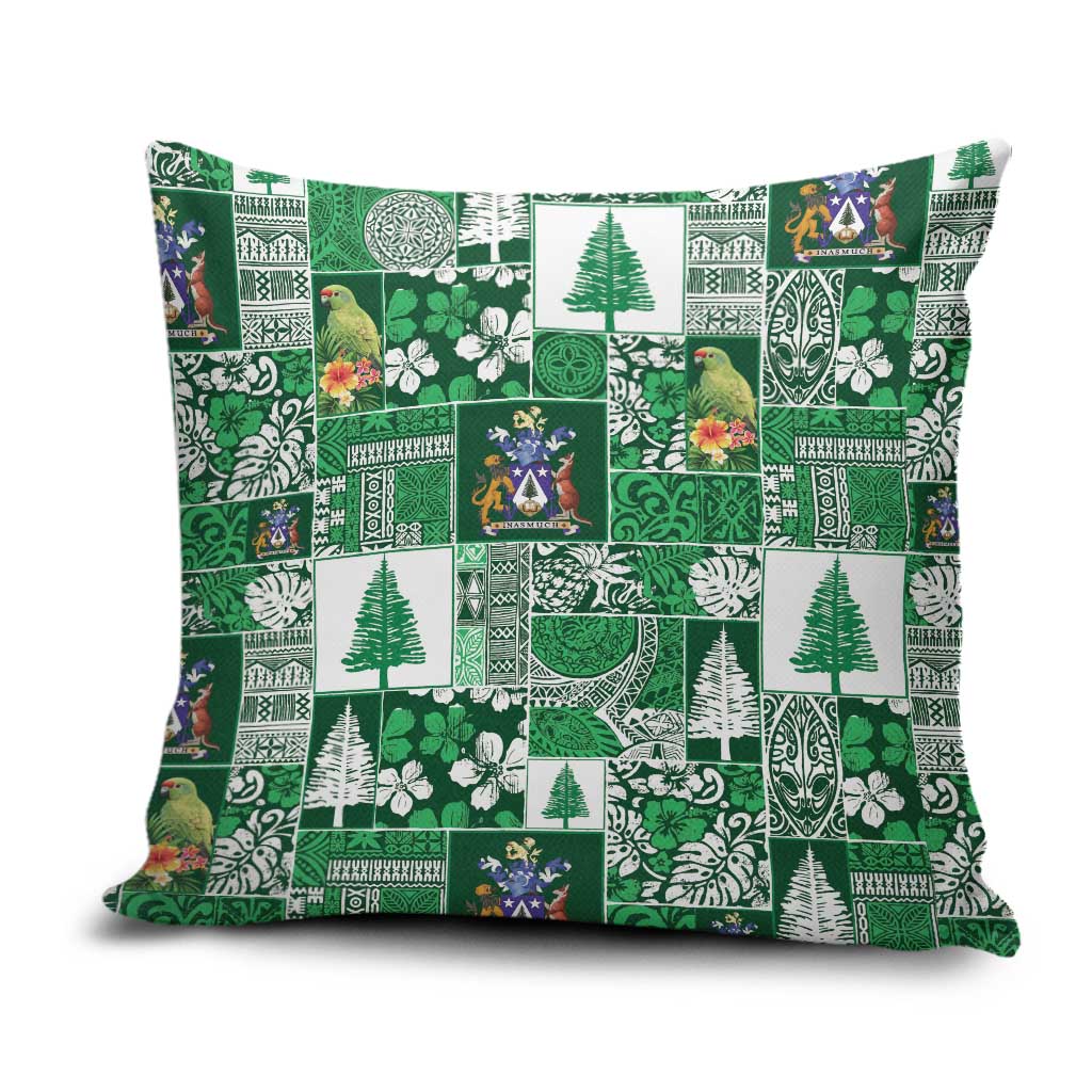 Norfolk Island Meri Krismas Pillow Cover Pacific Patchwork Xmas Vibes - Polynesian Pride