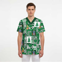 Norfolk Island Meri Krismas Scrub Top Pacific Patchwork Xmas Vibes - Polynesian Pride