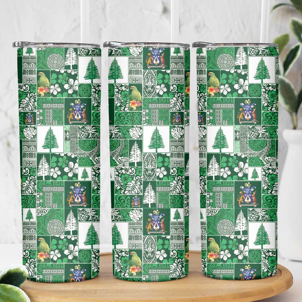 Norfolk Island Meri Krismas Skinny Tumbler Pacific Patchwork Xmas Vibes - Polynesian Pride