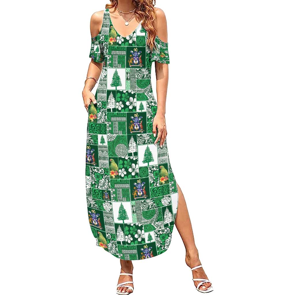 Norfolk Island Meri Krismas Summer Maxi Dress Pacific Patchwork Xmas Vibes - Polynesian Pride