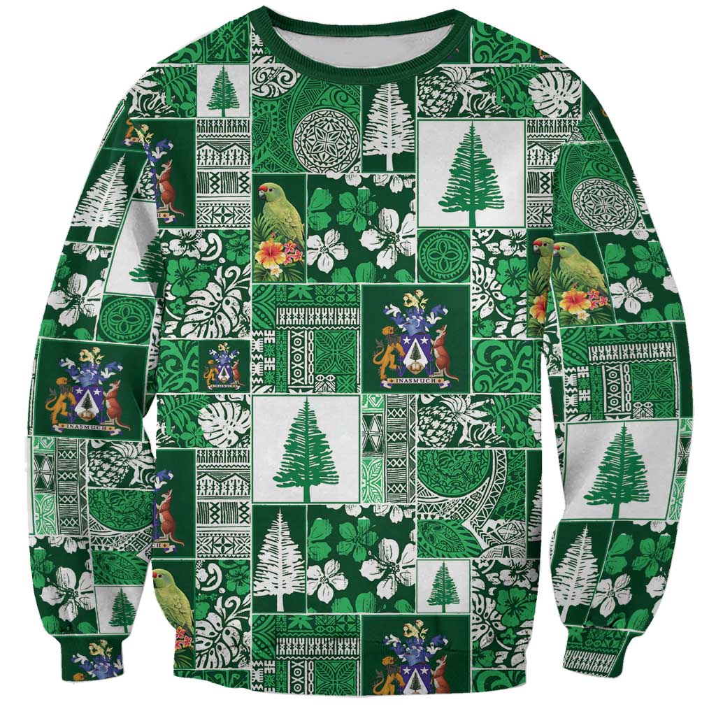 Norfolk Island Meri Krismas Sweatshirt Pacific Patchwork Xmas Vibes - Polynesian Pride