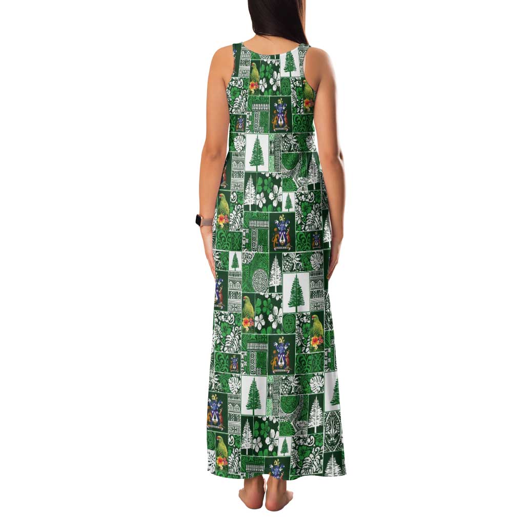 Norfolk Island Meri Krismas Tank Maxi Dress Pacific Patchwork Xmas Vibes - Polynesian Pride