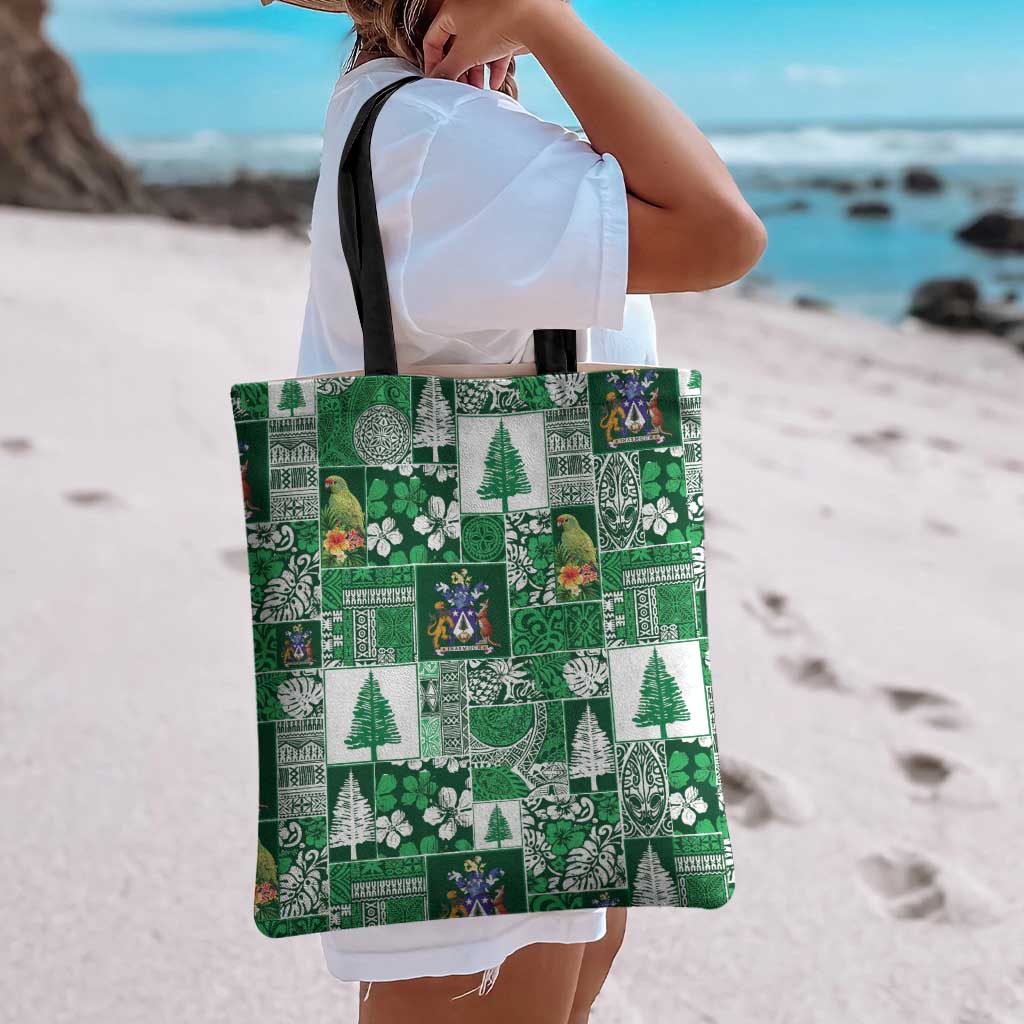 Norfolk Island Meri Krismas Tote Bag Pacific Patchwork Xmas Vibes - Polynesian Pride