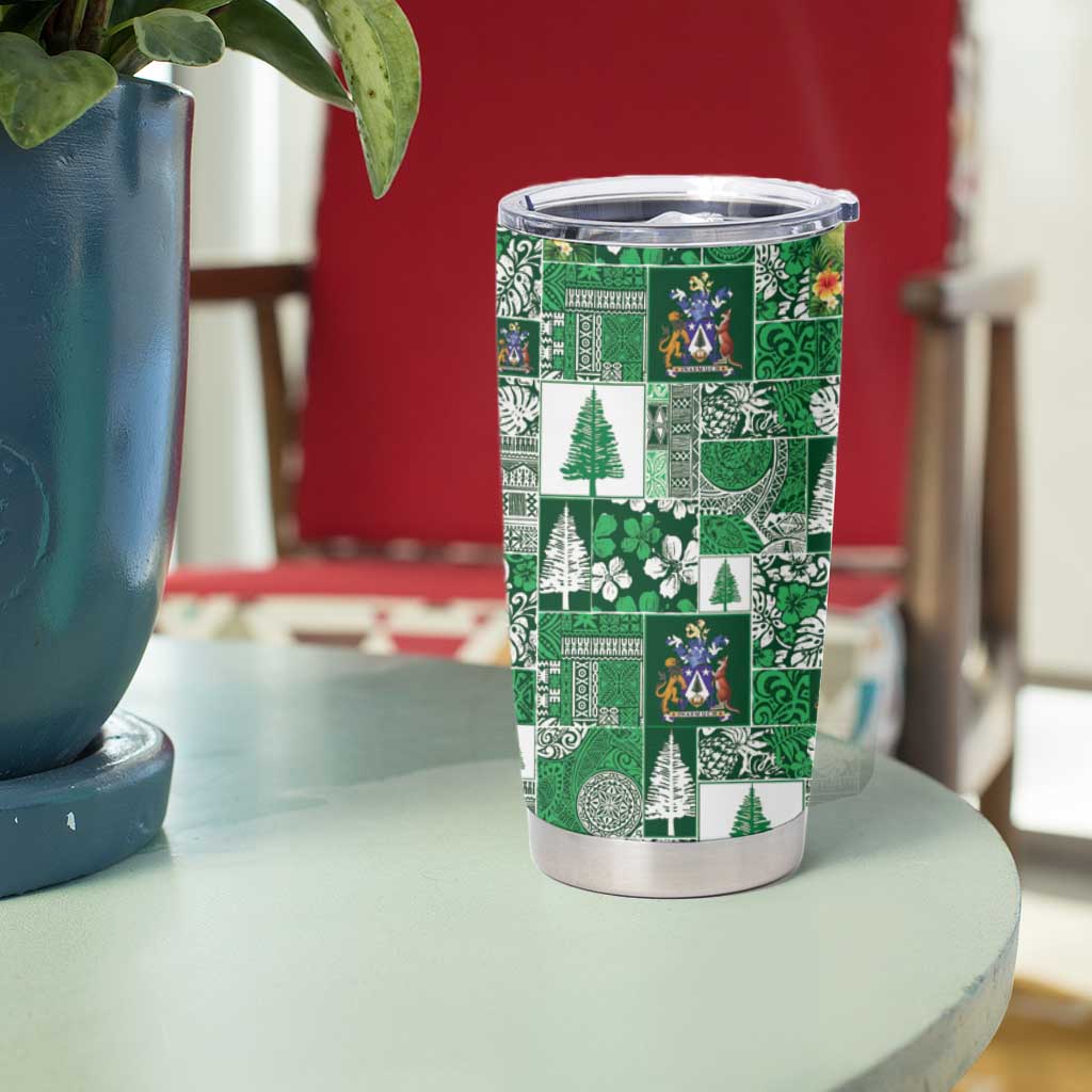 Norfolk Island Meri Krismas Tumbler Cup Pacific Patchwork Xmas Vibes - Polynesian Pride