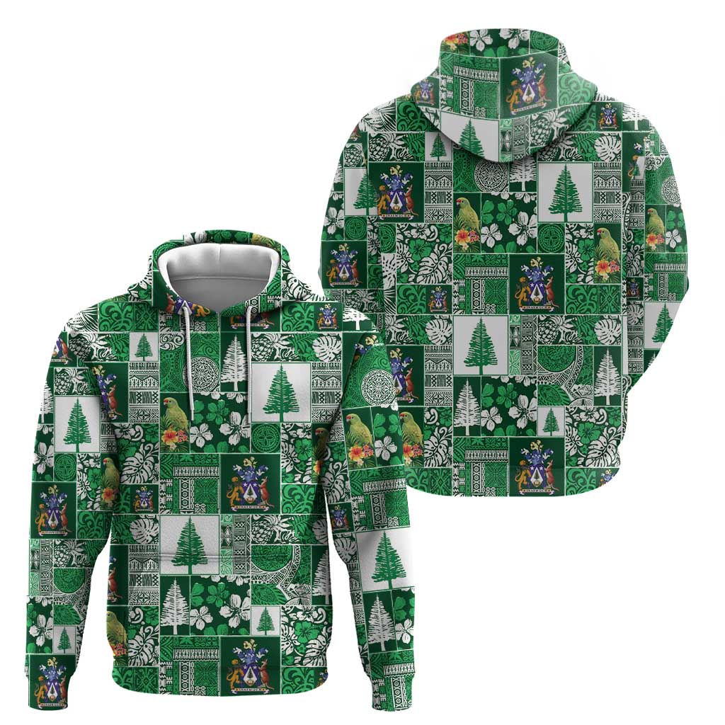 Norfolk Island Meri Krismas Zip Hoodie Pacific Patchwork Xmas Vibes - Polynesian Pride