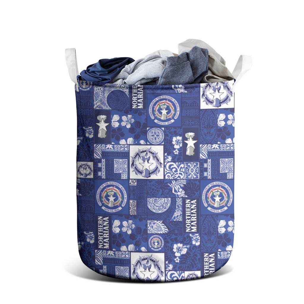 Northern Mariana Islands Magof Nochebuena Laundry Basket Pacific Patchwork Xmas Vibes - Polynesian Pride