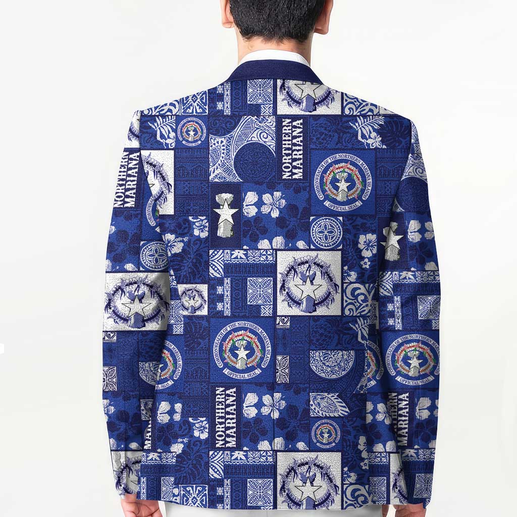 Northern Mariana Islands Magof Nochebuena Blazer Pacific Patchwork Xmas Vibes - Polynesian Pride