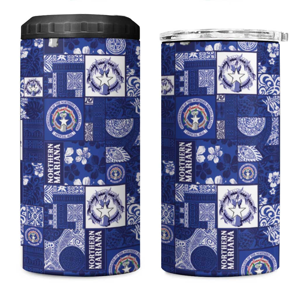 Northern Mariana Islands Magof Nochebuena 4 in 1 Can Cooler Tumbler Pacific Patchwork Xmas Vibes - Polynesian Pride
