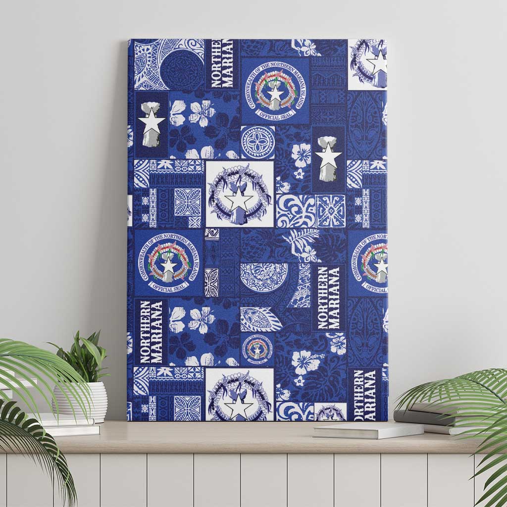 Northern Mariana Islands Magof Nochebuena Canvas Wall Art Pacific Patchwork Xmas Vibes - Polynesian Pride