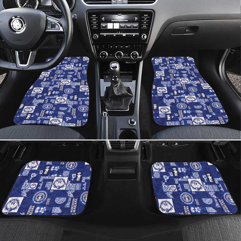 Northern Mariana Islands Magof Nochebuena Car Mats Pacific Patchwork Xmas Vibes - Polynesian Pride
