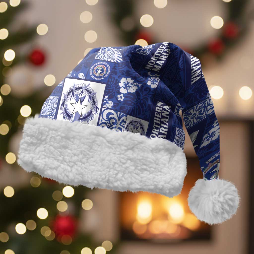 Northern Mariana Islands Magof Nochebuena Christmas Santa Hat Pacific Patchwork Xmas Vibes - Polynesian Pride