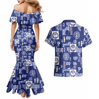 Northern Mariana Islands Magof Nochebuena Couples Matching Mermaid Dress and Hawaiian Shirt Pacific Patchwork Xmas Vibes - Polynesian Pride