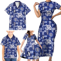 Northern Mariana Islands Magof Nochebuena Family Matching Short Sleeve Bodycon Dress and Hawaiian Shirt Pacific Patchwork Xmas Vibes - Polynesian Pride