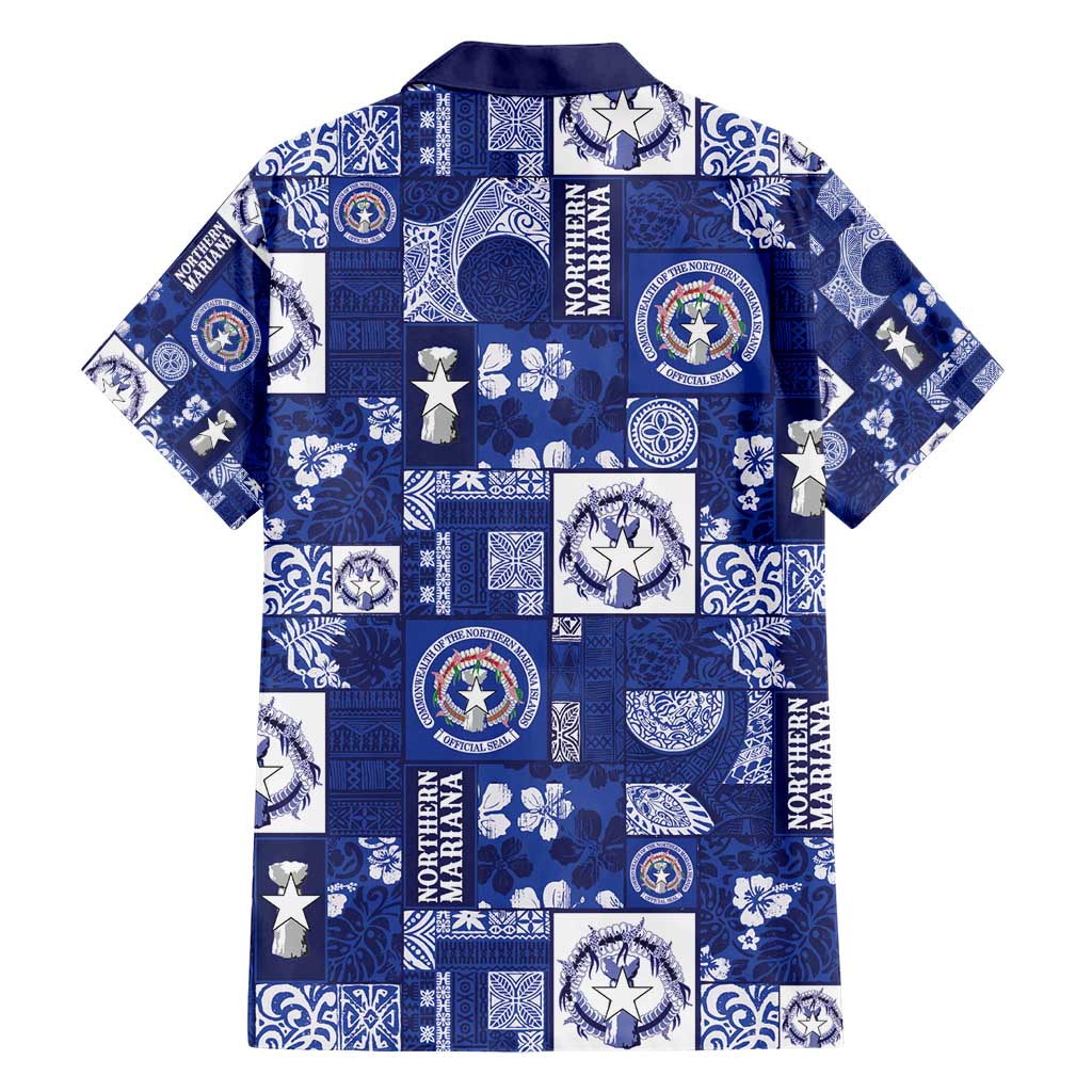 Northern Mariana Islands Magof Nochebuena Family Matching Short Sleeve Bodycon Dress and Hawaiian Shirt Pacific Patchwork Xmas Vibes - Polynesian Pride